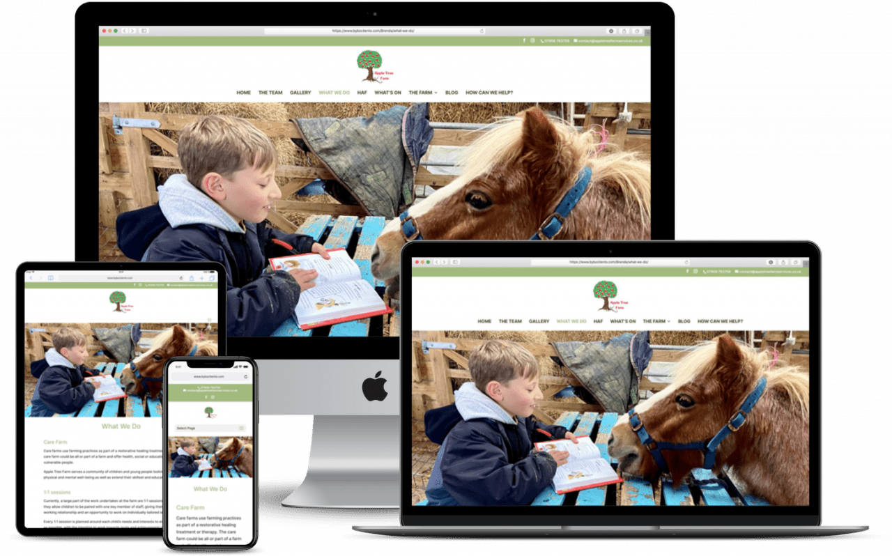 Apple Tree Farm site with booking facilities & embedded timetables